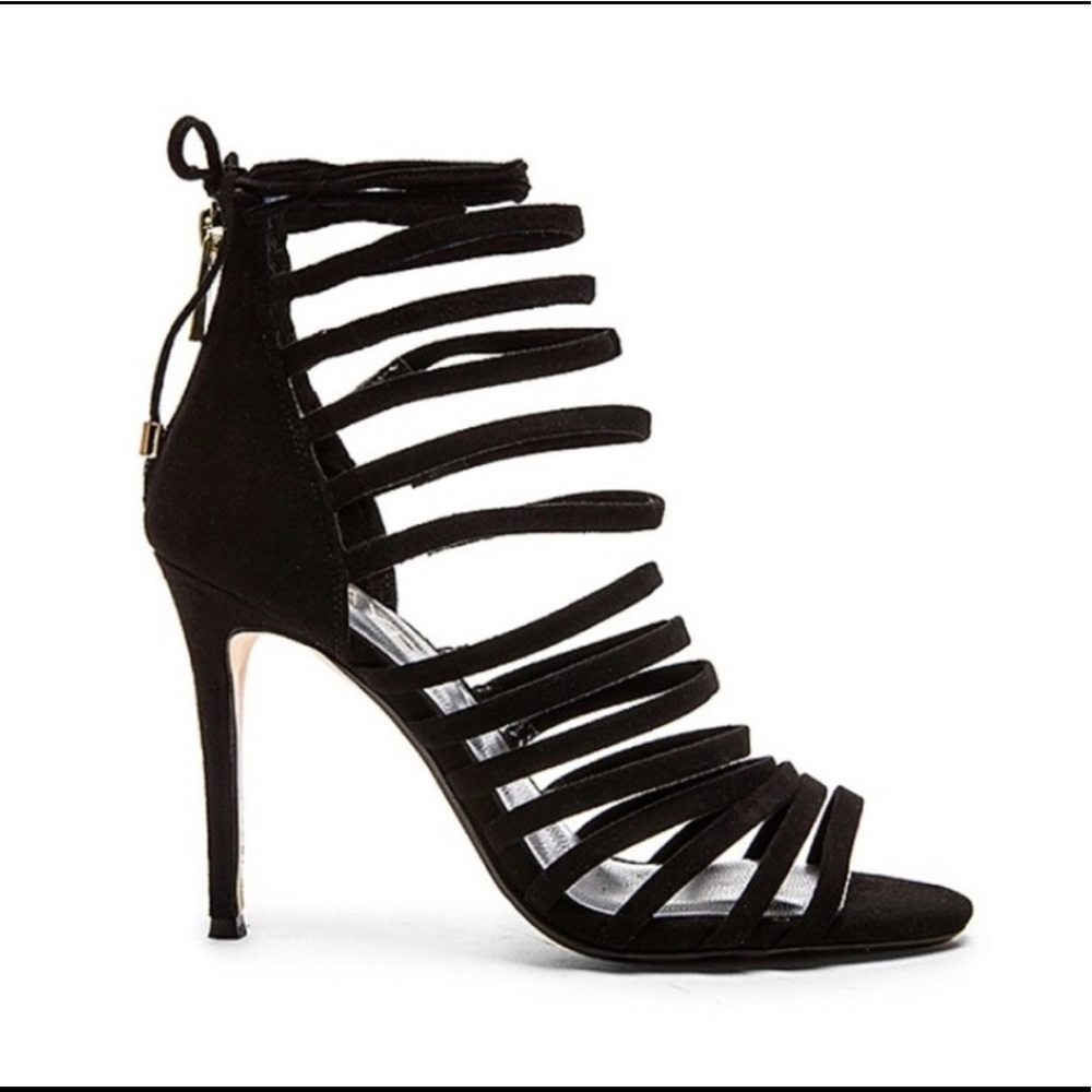 RAYE x Revolve - *Brielle* Black Strappy Suede Stiletto Heel